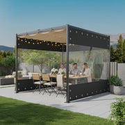 Transparant PVC zeildoek - Waterdicht - Dekzeil - Veranda - Overkapping - Wind - Grijs - 210x300cm