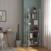 Bolt Edge Boekenkast - Industrieel - Wit/Oak - 6 lagen - Voor woonkamer of slaapkamer