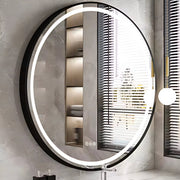 Ronde spiegel met verlichting - 80cm - Voor Badkamer, Make-up & Wandmontage - Dimbaar licht met voorruitverluchting - Zwart