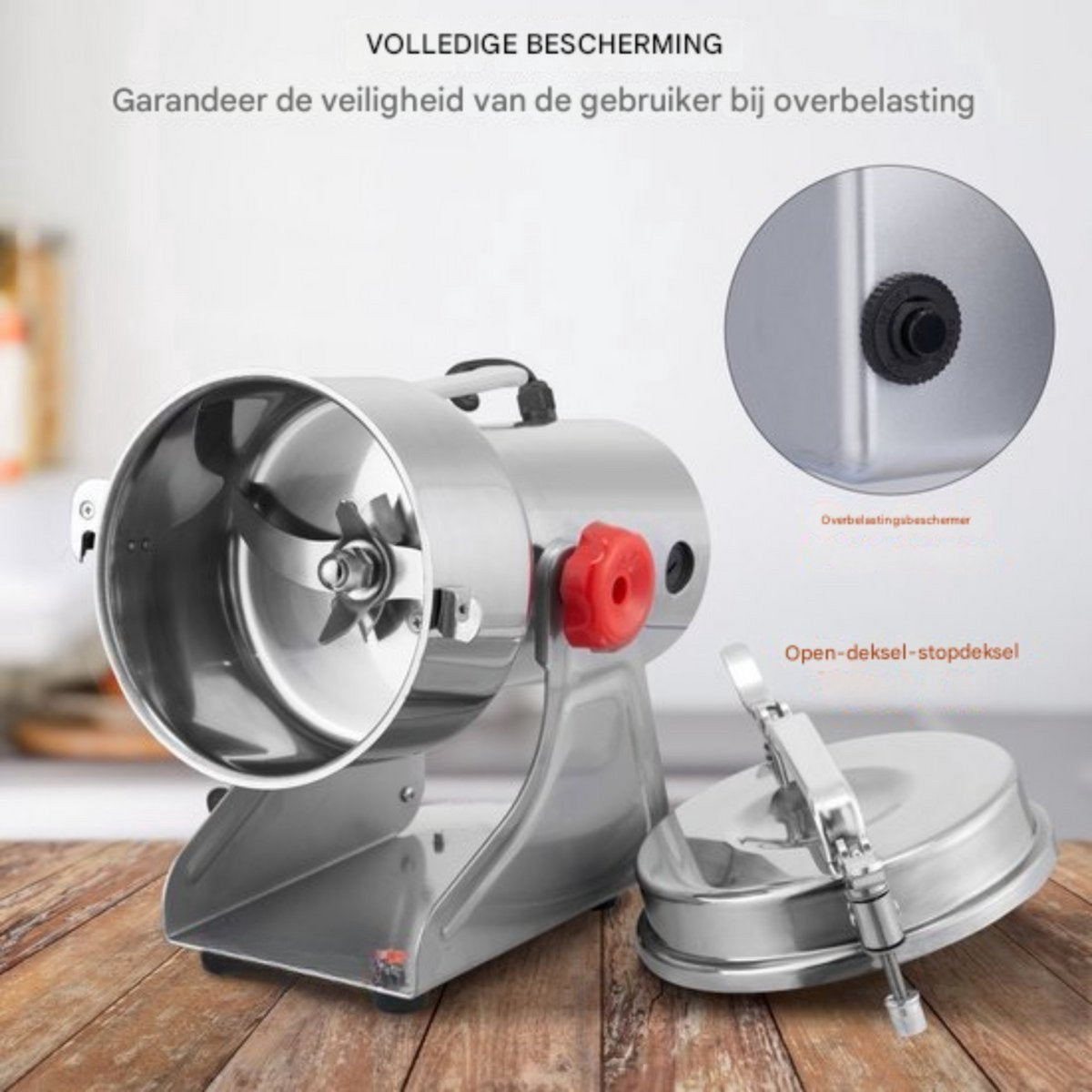 Elektrische graanmolen - Kruidenmolen - Kruiden maler - Spice grinder - RVS - 3750W - 1000gr