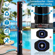 Vrijstaande Buiten Douche - Zwart - Tuindouche - Sauna douche - 360° Zonne-energie Douchekop en Voetspoeluitloop - Temperatuurgestuurd tot 60°C - Met Deksel - 60L