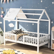 Kinderbed 90 x 200 cm - Voor Kinderen - Peuterbed - Met valbeveiliging - Met lattenbodem - Zonder matras