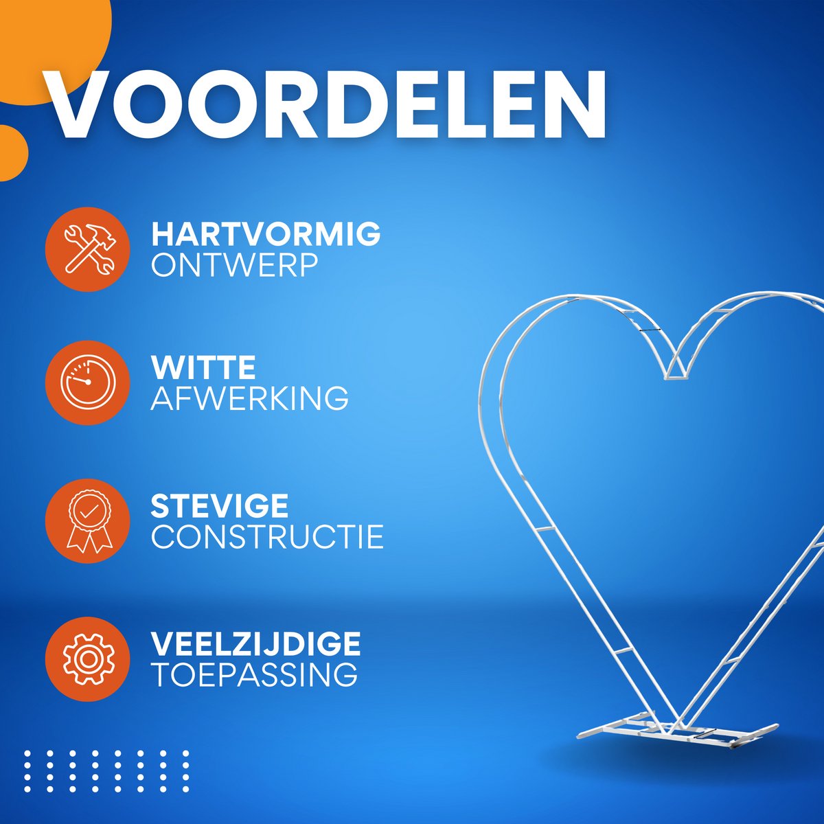Witte Hartvormige Huwelijksboog - Rozenboog - Bruiloft - Dubbellaags - Metaal
