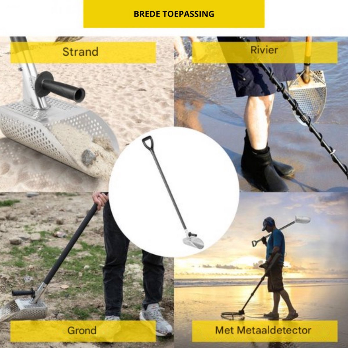 Strandschep voor metaaldetectors - RVS - Detector - Jachtschep - Koolstofvezel Handvat - Voor volwassenen