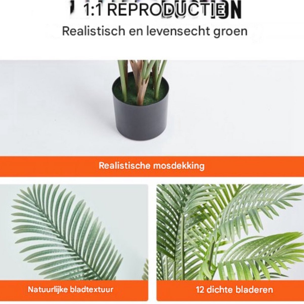 Kunstplant voor binnen en buiten - Areca Catechu - In pot - Kunstbloem - Waterdicht - Geurloos - Kunstmatig Plastic Plant