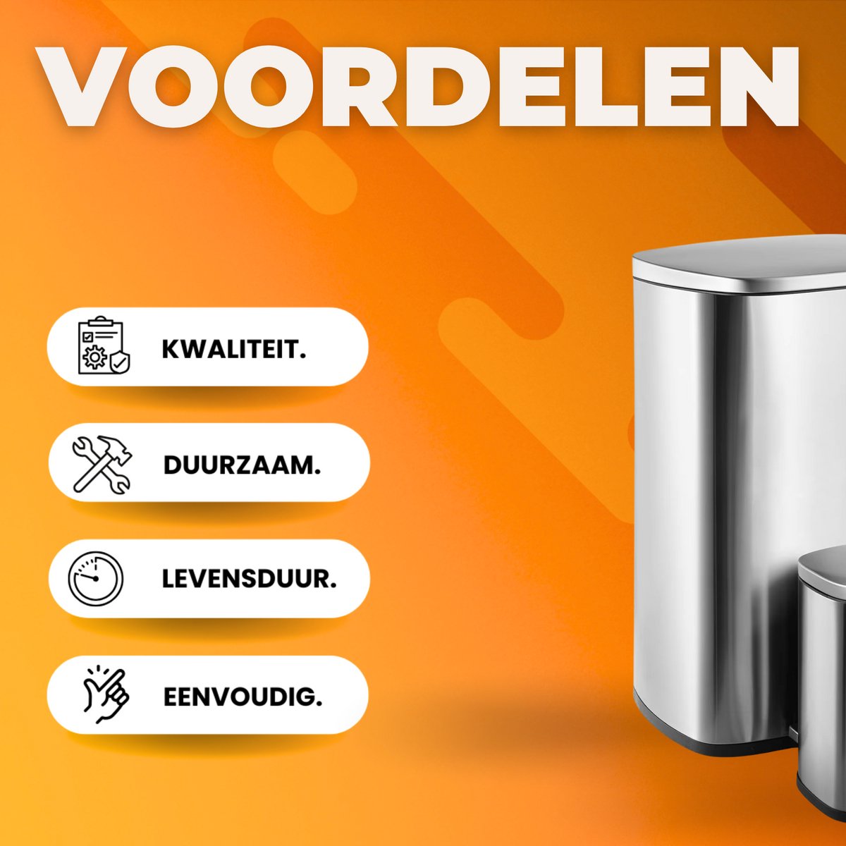 Vuilnisbak voor keukenafval - Zacht dicht, veegbestendige prullenbak met voetpedaal, geborsteld roestvrij staal, satijn nikkel - 50L + 5L - Zilver