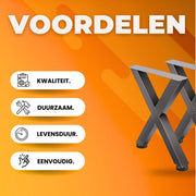 Tafelpoten - Metaal- 2 Stuks X-vormige Kruispoten - Industriële Eettafelpoten - 1000kg Belasting