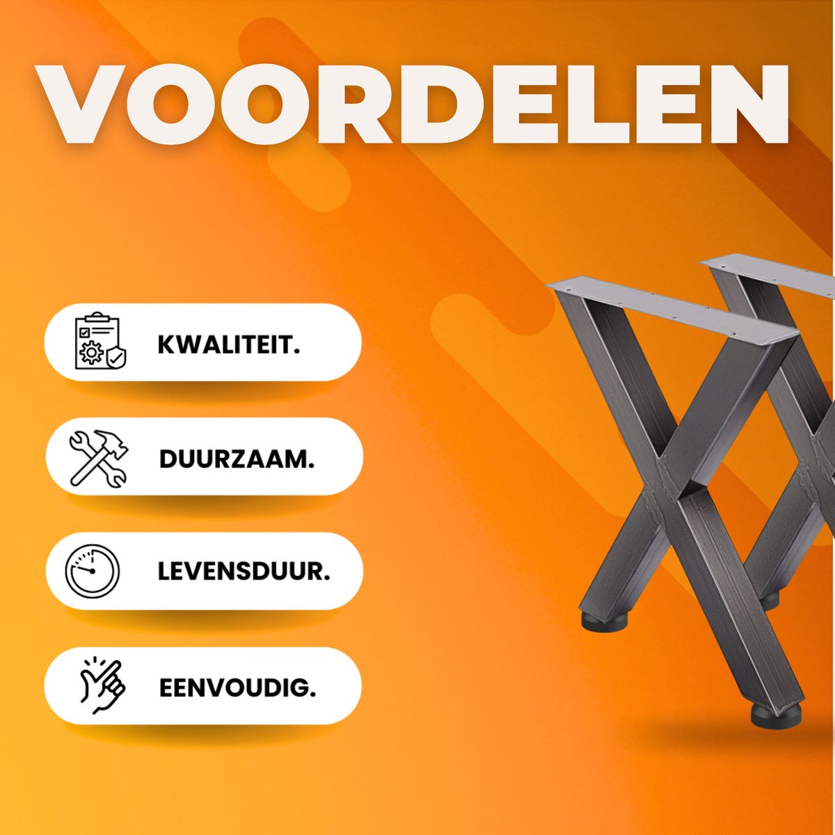 Tafelpoten - Metaal- 2 Stuks X-vormige Kruispoten - Industriële Eettafelpoten - 1000kg Belasting