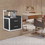 Wandkast - Hangkast - Muurkast - Opbergmeubel - Voor kapsalon - Opbergkast met wandmontage -Zilver/Zwart