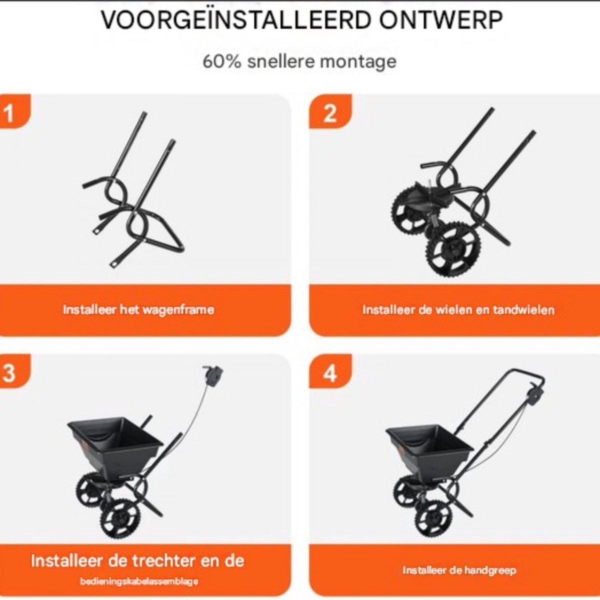 Kunstmeststrooier 15L - Strooiwagen - Handstrooier - Zaadstrooier - Gazon - 1145x545x830mm - 0-3m Breedte - Graszaad -11KG