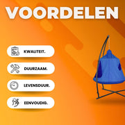 Egg hangstoel Zyrell - Voor kinderen - Hangmat X-standaard - met Boomentent - Speeltent Binnen en Buiten - Egg chair cocoon - Metalen Schommelstoel - Blauw