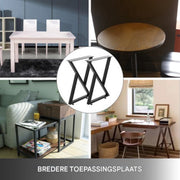 Tafelpoten - Set van 2 - Metaal zwart - X poot - Meubelpoten - Langwerpig - Tafelonderstel - Tafelframe - 71cm