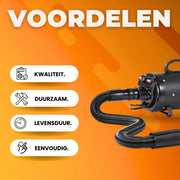 Luxe Hondendroger - 2000W Blower - Hondenfohn - 70 m/s Windsnelheid - Haardroger blazer - Waterblazer - 4 Mondstukken en Elastische Slang