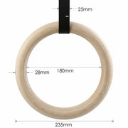Houten turnringen voor fitness - 32mm - CrossFit, Gym & Calisthenics - Gymnastiek ringen hout – Krachttraining – Incl. Ophangbanden & Antislip Tape