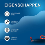 Reinigingsborstel - Voor zonnepanelen en buitenramen - Verstelbare steel, schoonmaakset - Rood