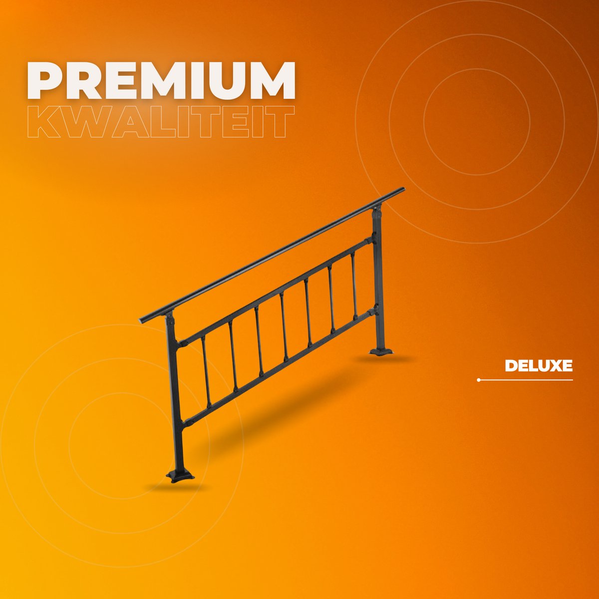 Trapleuning 172cm - Balustrade voor 1-4 tredens - Houders - Leuningen voor Trappen - Staal - Met trapleuninghouders