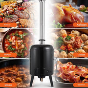 Stoofpot BBQ Kachel - Voor Soepen, Gebraden Kip & Rundvlees Stoofpot - Geëmailleerde Stalen Plaat voor Outdoor Keuken - 21L
