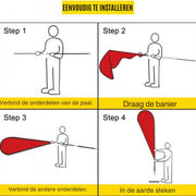Vlaggenstokhouder - 12 masten - Vlaggenmast - Vlaggenmasthouder -Banner - 12x6 Stuks Vlaggenmasten - 4,3M Paal - Beachvlag