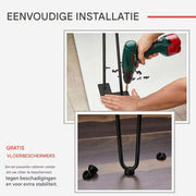 Haarspeld Tafelpoten 86 cm - Set van 4 Massieve Metalen Poten - Industrieel Design - Voor Bureau, Kantoor & Restaurant