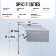 Zonneluifel - 183cm - Ook als balkonluifel - Terras - Knikarmscherm zonnescherm - Uitschuifbaar - PU Coating - In Hoogte Verstelbaar