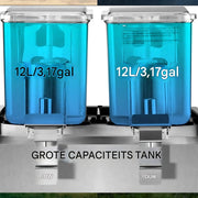 Proffesionele Drankdispenser RVS - Sapdispenser- met kraantje - 2 Tanks van 12L - Professioneel Koelelement