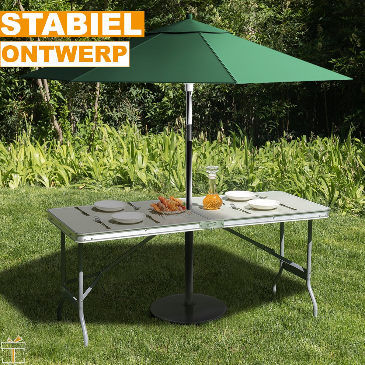 Happyment Camping klaptafel - 4 personen - Inklapbaar - Picknicktafel - Kinderen & volwassenen - Verstelbaar in hoogte