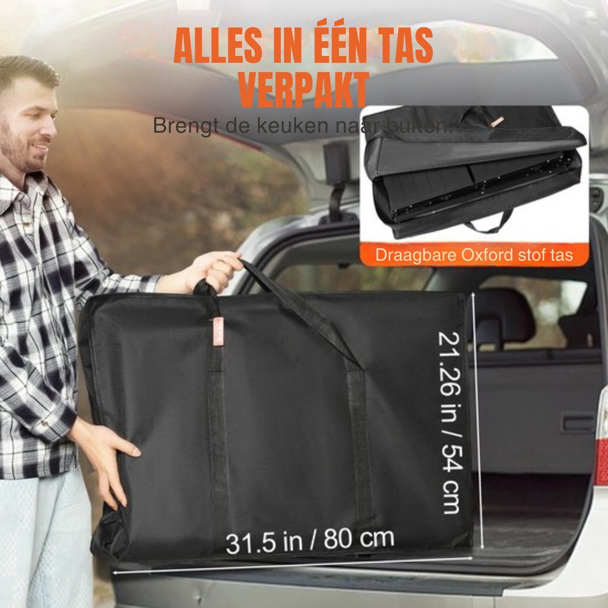 Opvouwbare campingkeuken - Keukentafel - Met gootsteen - 9,7 kg - 126x46x81 cm