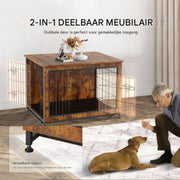 Hondenbench vintage - Hondenkooi - Hondenhok - Hondenkennel - Met lekbak en kussen - Honden bench voor binnen
