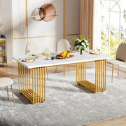Moderne eetkamertafel Novio - Woonkamer -Marmerlook Blad - 160cm