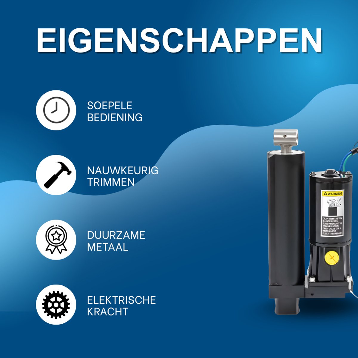 Buitenboord motor - Voor buitenboordmotoren - Elektrische power trim voor soepel en nauwkeurig motorbeheer - Metaal / Zwart