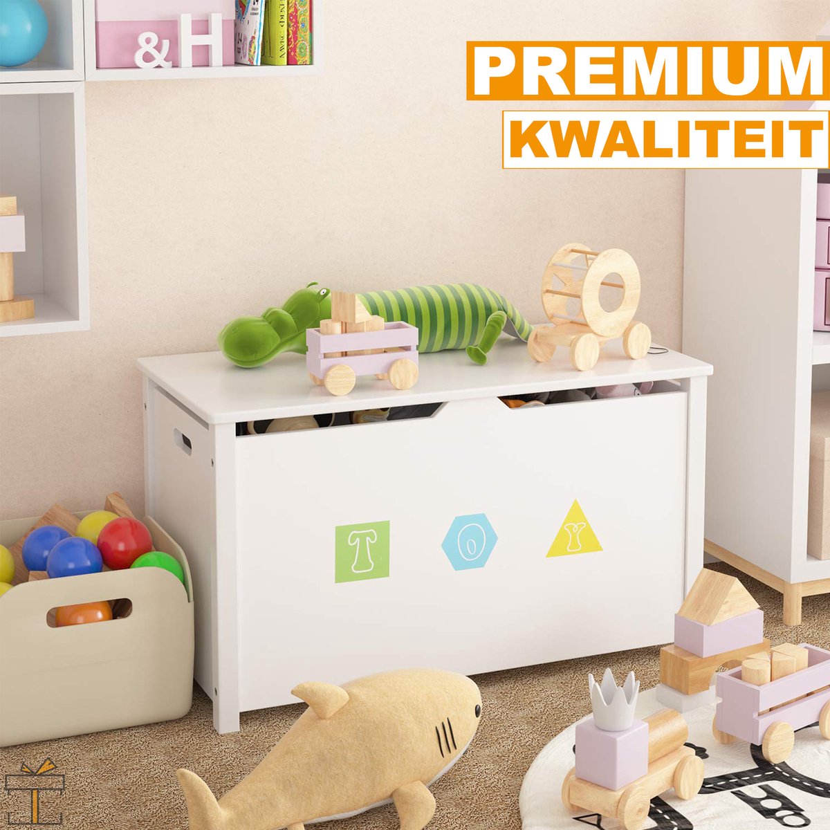 Happyment Opbergkast voor Kinderen - Speelgoedkast - Boekenkast - Kinderkamer en speelkamer - Boekenrek - Wit - Hout