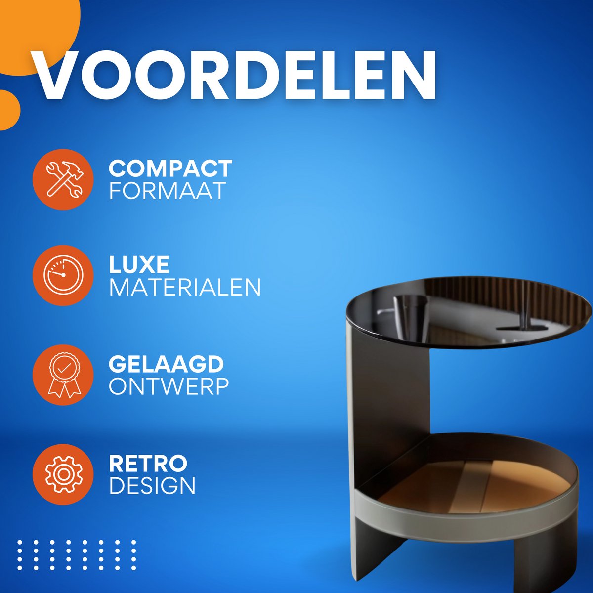 Bijzettafel Deliot - Bijzettafeltjes voor woonkamer of slaapkamer - Glas - Wachtruimte - Uniek Accent