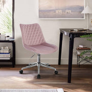 Bureaustoel Deluxe - Op wielen - Ergonomische bureaustoel voor volwassenen - Roze - In hoogte verstelbaar - Velvet
