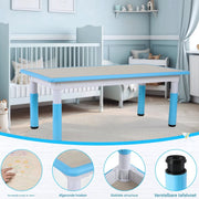 Kindertafel Tavien en 4-Stoelenset - In Hoogte Verstelbare Tafel voor Peuters voor Studie, Schrijven en Spelen - Activiteitstafel en Stoelen voor Kinderen - Blauw - 120x60cm