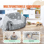 Grijze Opvouwbare Kinderstoelbank – Kinderfauteuil met Opbergruimte – Belastbaar tot 20 kg