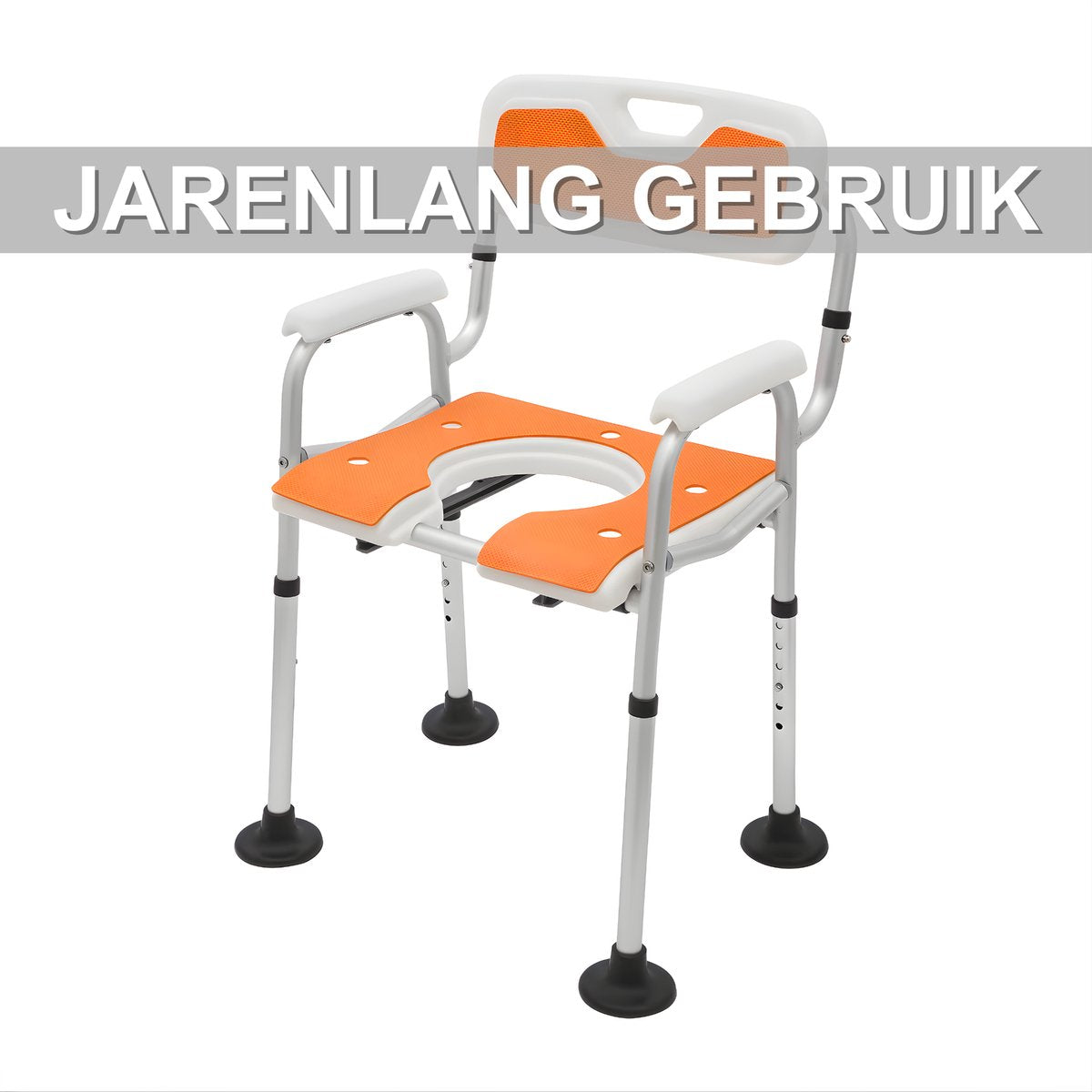 Toiletstoel - Postoel – Voor Thuisgebruik Ouderen & Gehandicapten – Oranje