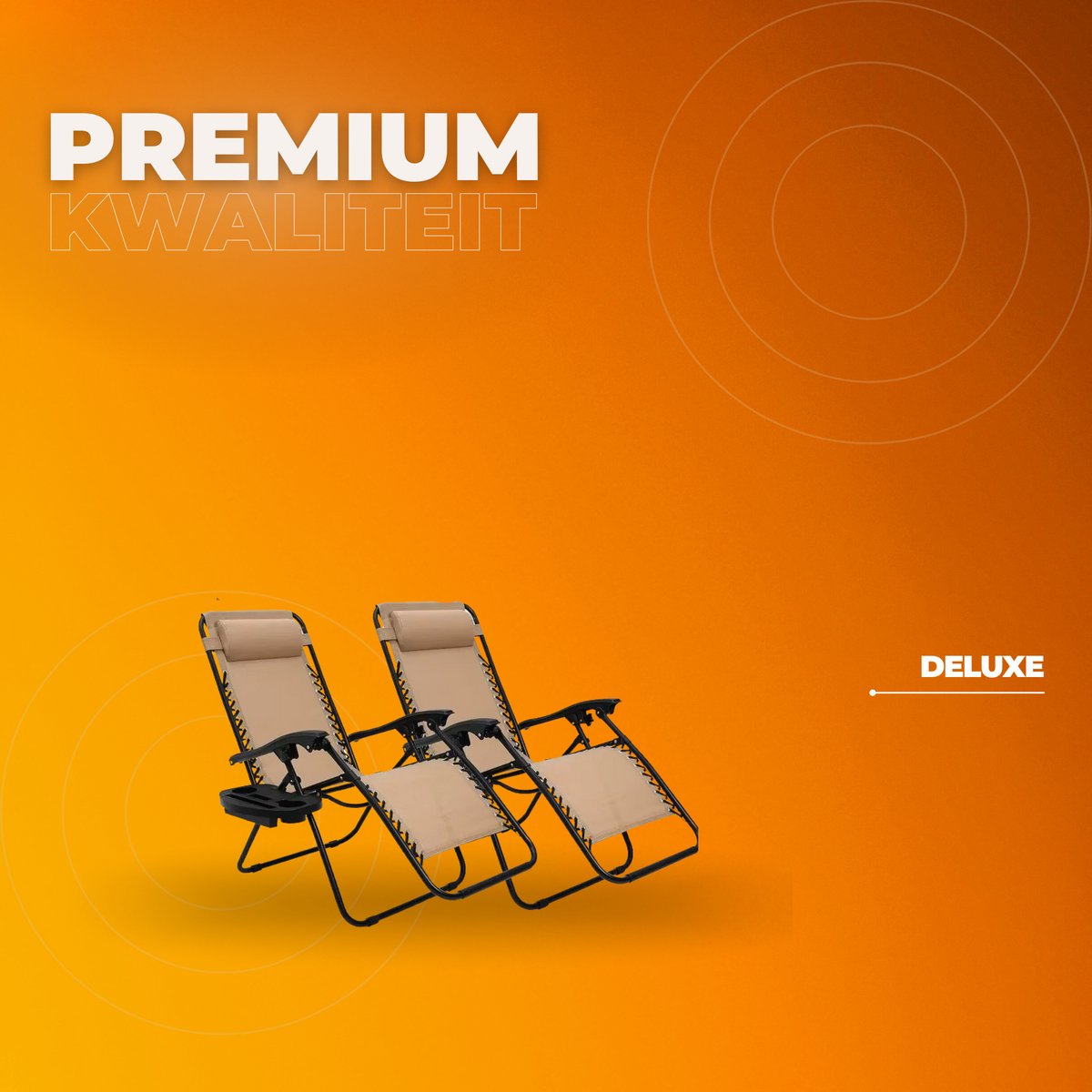 Opvouwbare stoel verstelbare stalen gaas - Zero Gravity lounge stoel - Fauteuils met kussens en bekerhouder - Beige - 2 Stuks