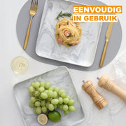 Diamond Bordenset - 4 persoons - Marmerlook Keramisch - Eetborden - Breakfast Plates