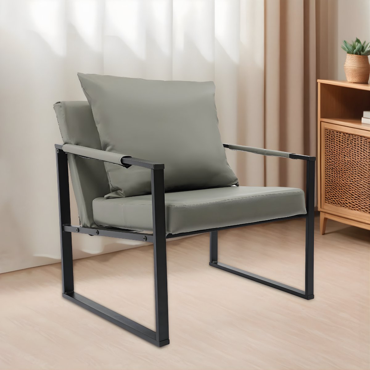 Fauteuil- Voor Woonkamer - Moderne Lounge - Stof /Grijs