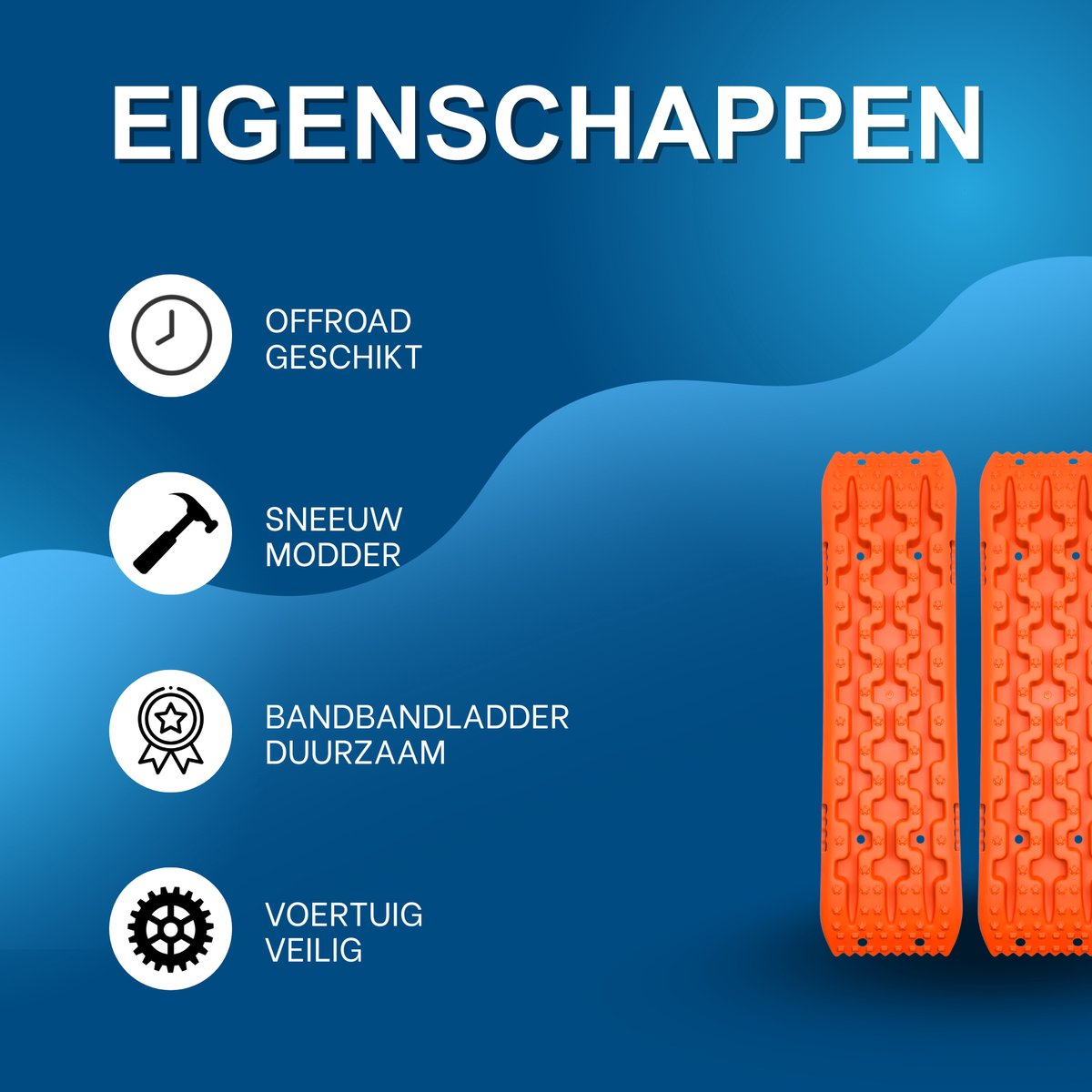 Oprijplaat 2-delig - Tractiebord 2-delig - Oprijblokken - Voor Offroad, Sneeuw & Modder - voor campers & voertuigen - Zand of sneeuw - Oranje