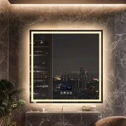 Badkamerspiegel Grandiose - Met bluetooth en verlichting - 80cm - Voor Badkamer, Make-up & Wandmontage - Dimbaar licht - Muziek - Vierkant