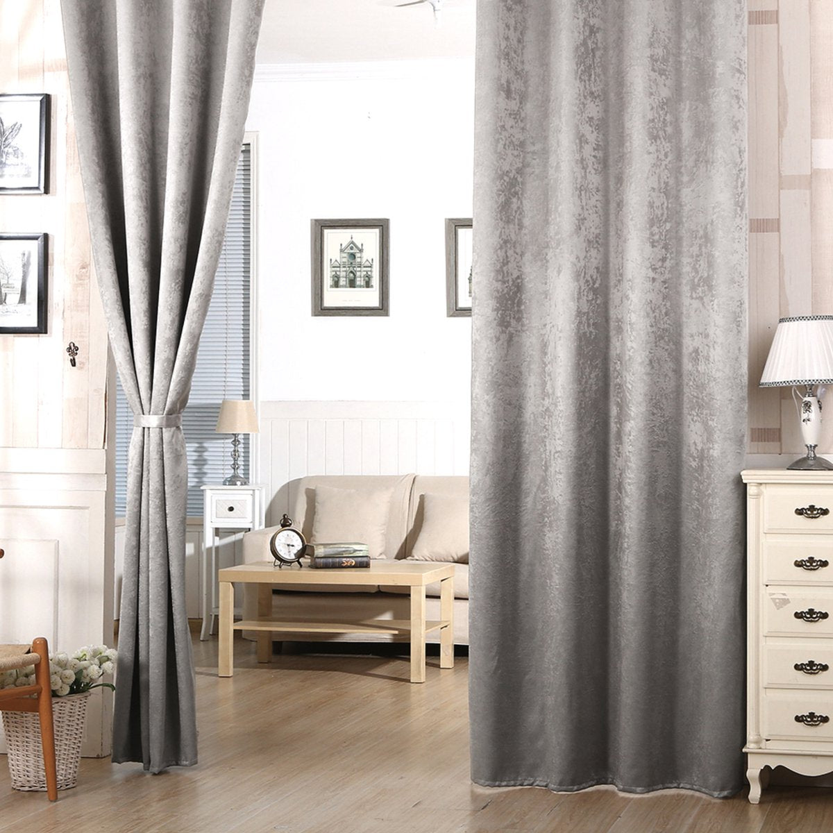Happyment Gordijnen set deluxe met ruche - 2 stuks - Zilvergrijs 135x175cm - Verduisterend - Zwaar - met Plooiband - Fluweel - Thermisch - Isolerend