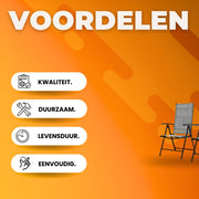 Tuinstoelen set van 2 - Verstelbare tuinstoel - Inklapbaar - Rugleuning - Thuis of camping - Aluminium - Belastbaar tot 120 kg - Grijs