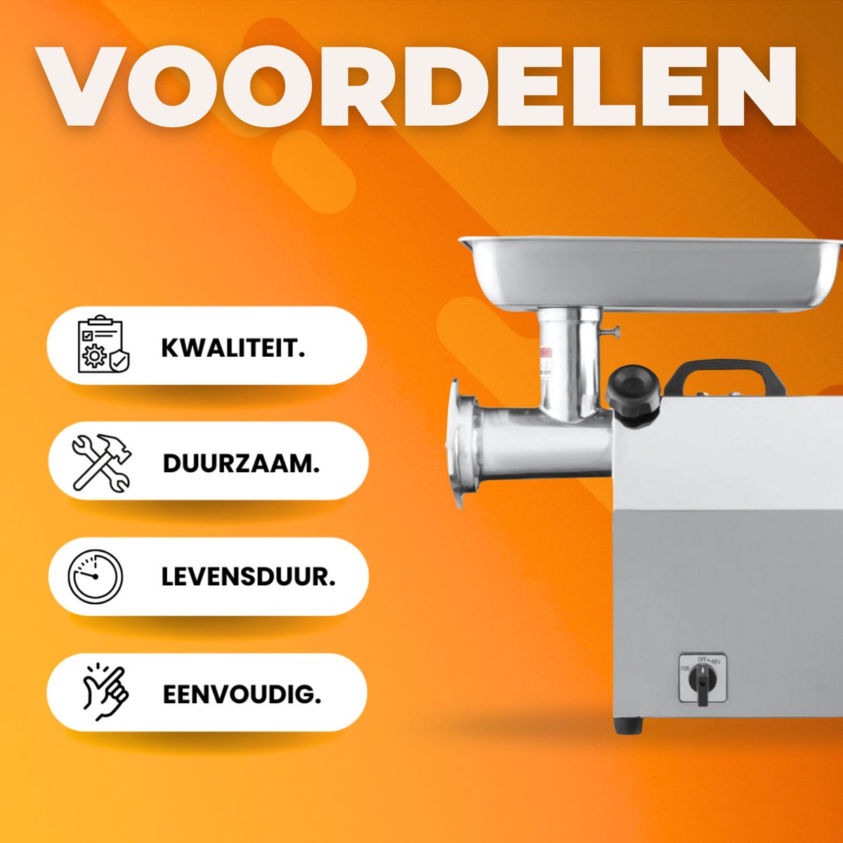 Elektrische Vleesmolen horeca - 360KG/U - Gehaktmolen - Foodprocessor - 360kg/u