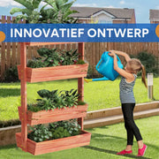 Tuinbed Tavien voor binnen en buiten - 4 lagen - Houten moestuin - Plantenbak - Tuibak voor bloemen - Tuinieren - 140x65cm