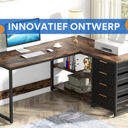 Hoekbureau Dublin - Computerbureau - 150cm - Bruin - Voor thuis of werk - Hout en metaal