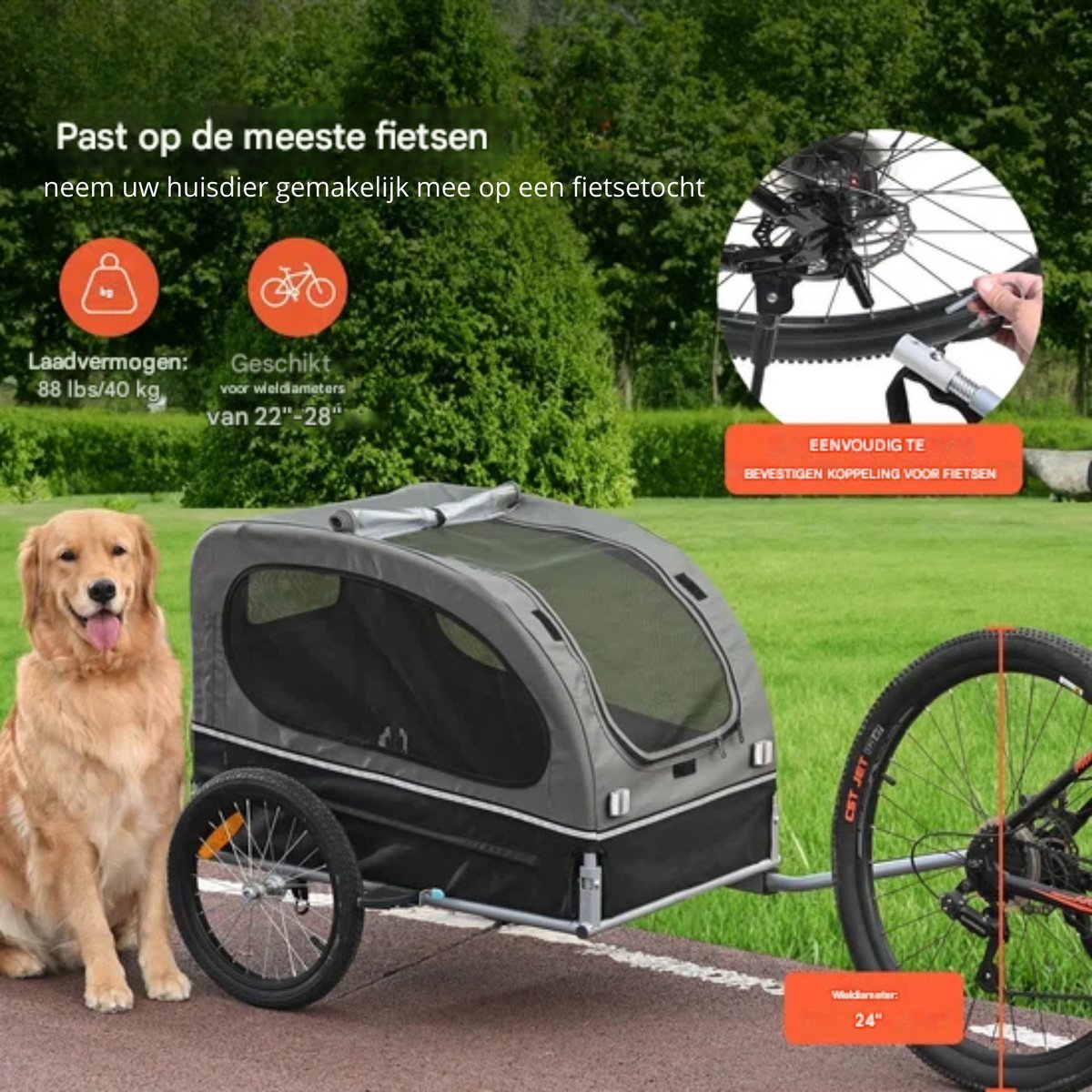 Luxe honden fietskar - Fietsdrager - Fietskar - 40KG