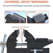 Bankschroef Universeel- Met tafelklem- Draaibaar- Werkbank Klem - 240° Draaibaar Aambeeld - 1,5-4,5 cm Spanbereik