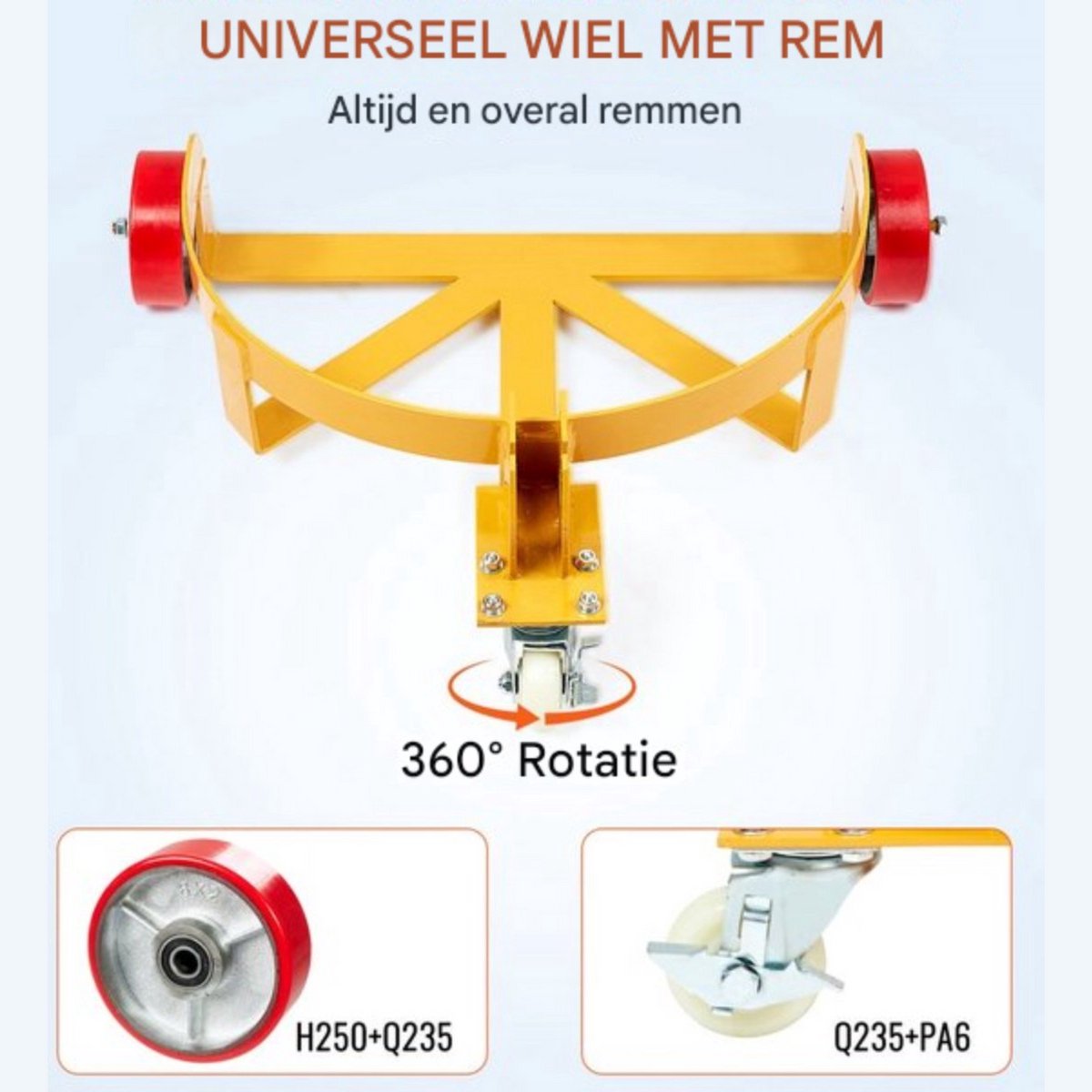 Vatenroller universeel - Ø620 mm - Olievat kar rollerVoor 250L Vaten - Tot 544 kg