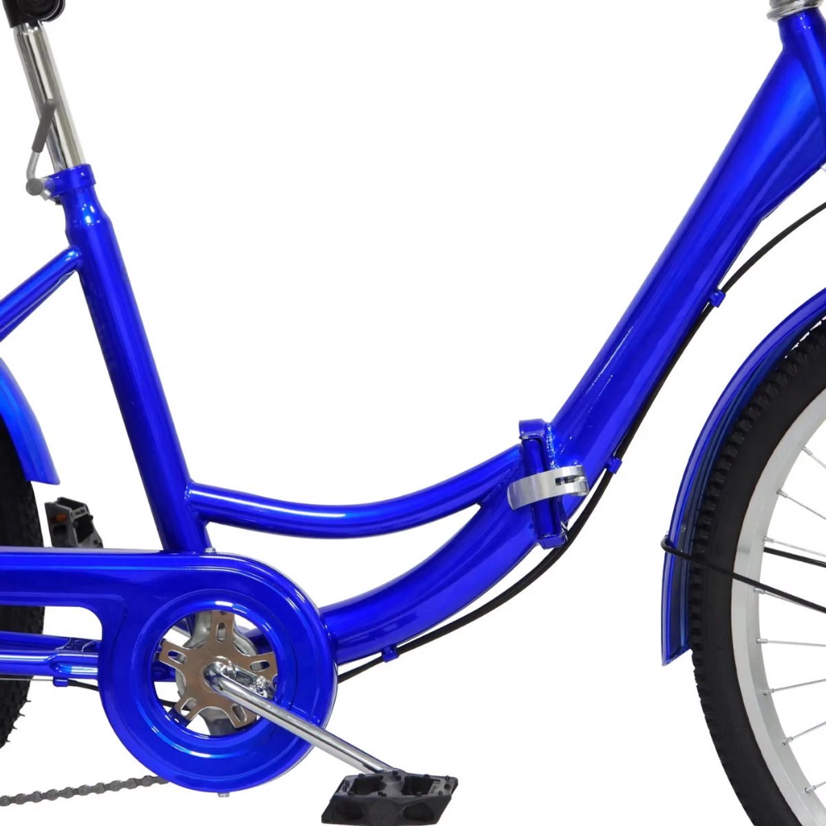 Driewieler Aravon Dita - 7 versnellingen - Fiets voor volwassenen en senioren - 24 Inch - Opvouwbare - Verstelbaar - Met mand - Voorrem - Blauw